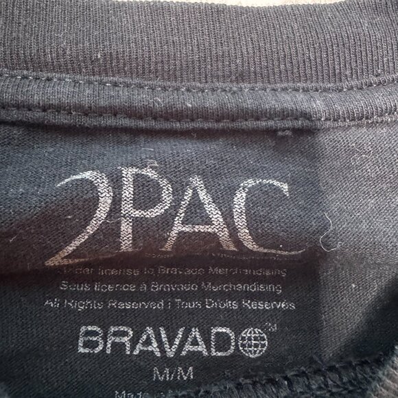 2PAC Tupac Shakur Graphic Tee M Black Bravado - Picture 2 of 2
